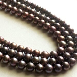 6mm Purple Grey Color Pearls, Natural Fresh Water Round Pearls, Natural Pearls, 16 Inch Strand Pearl For Necklace - Pg094