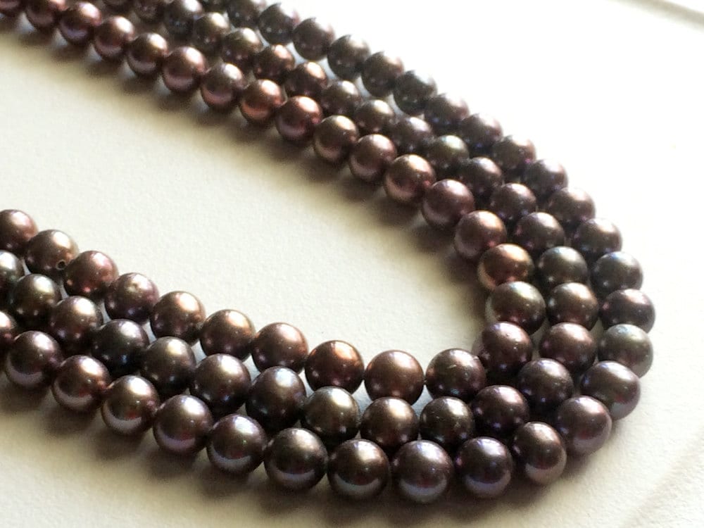 6mm Purple Grey Color Pearls, Natural Fresh Water Round Pearls, Natural Pearls, 16 Inch Strand Pearl For Necklace - Pg094