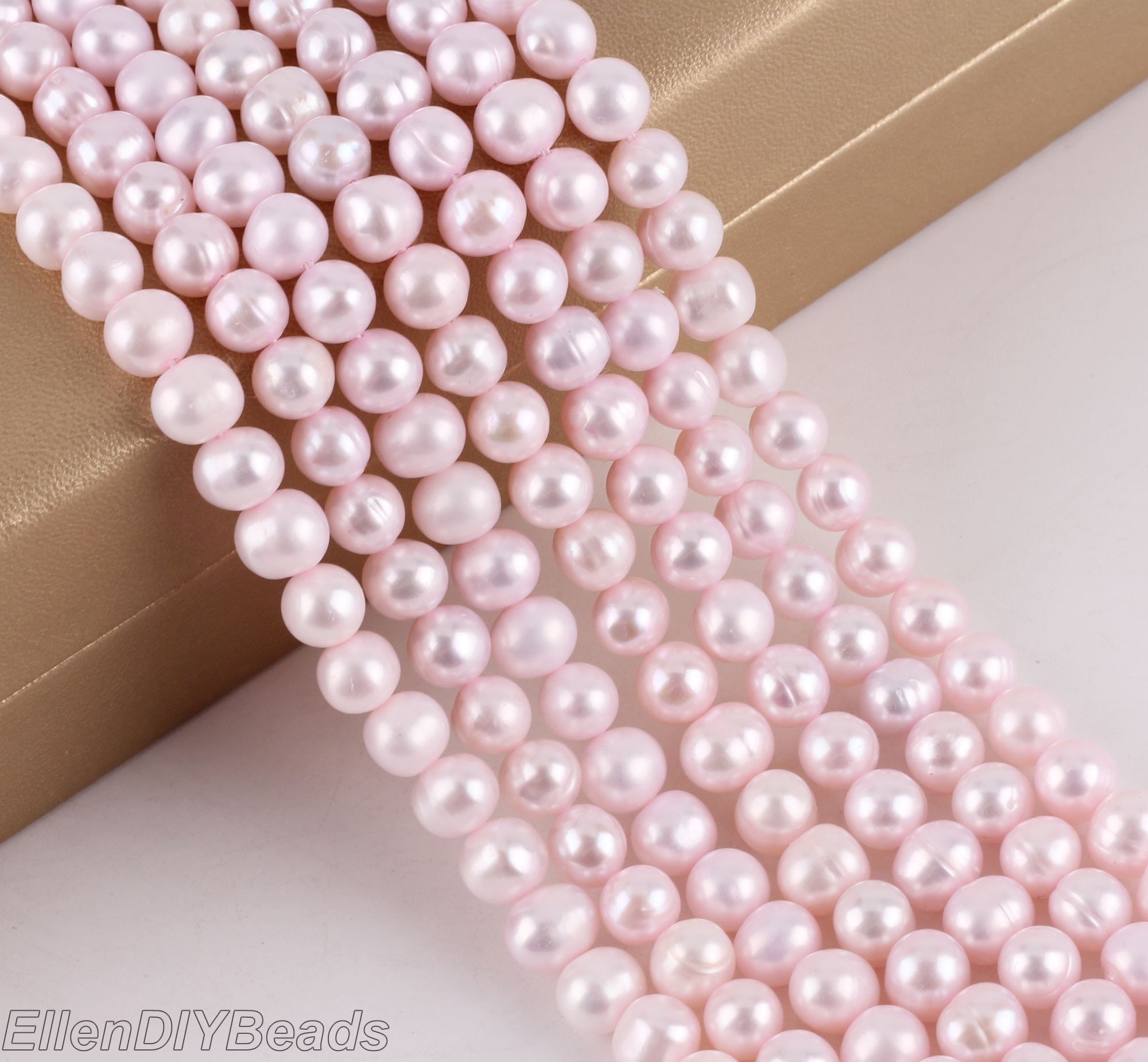 7-8mm Nearly Round Pearl Beads, Freshawater Cultured Pearl Strands, Loose Pearl Beads, Pearl For Jewelry Making Necklace--57pcs--15.5inches