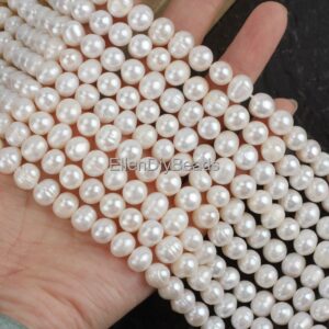 8-9mm Freshwater Pearls, Natural White Natural Beads, Good Quality Pearls, Lustrous Pearls, Pearl for Necklace, Beading Supplies--15.5inches
