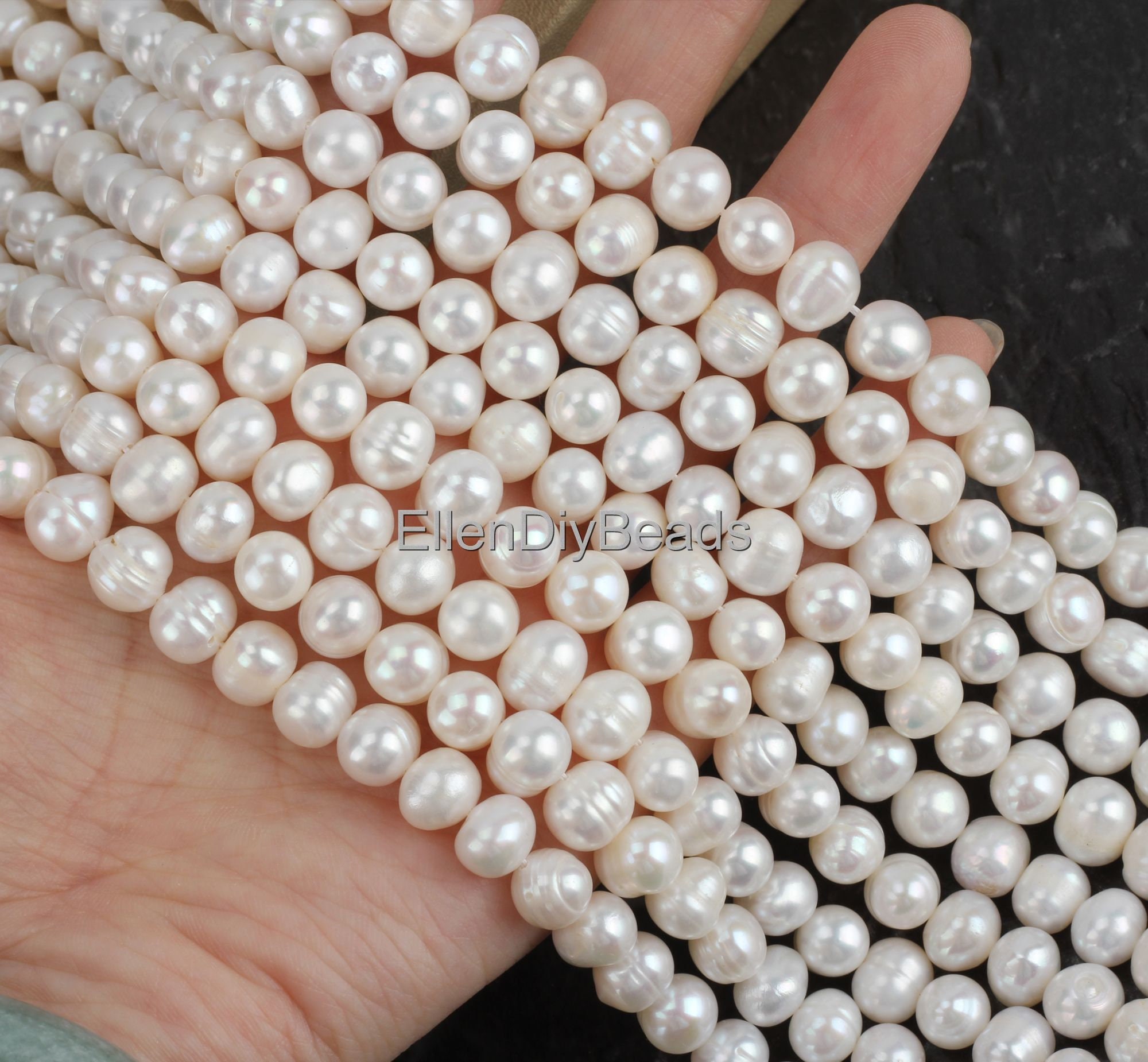 8-9mm Freshwater Pearls, Natural White Natural Beads, Good Quality Pearls, Lustrous Pearls, Pearl For Necklace, Beading Supplies--15.5inches
