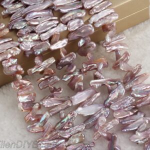 8-9x18-30mm Natural Purple Biwa Stick Pearl Beads, Irregular Pearls, Freshwater Cultured Pearls, Pearl Necklace Making, Loose Pearls-PB003-5
