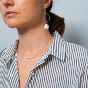Dainty Seed Pearl Necklace, Tiny Pearl Bar Necklace, Simple Pearl Necklace, Freshwater Real Pearl Necklace, 14k Gold Filled, sterling silver