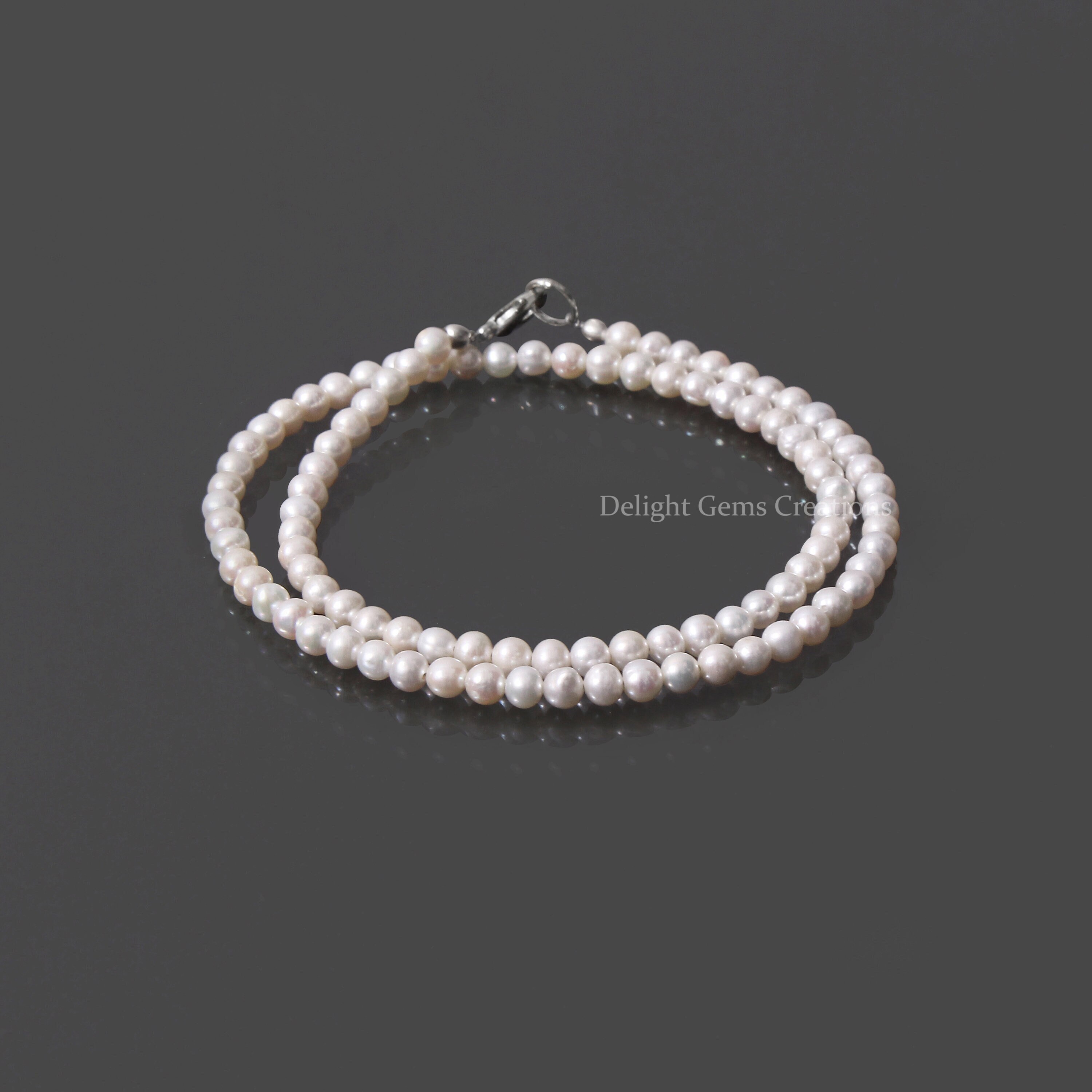 Freshwater Pearl Beaded Necklace, Sterling Silver Clasp, 16.5 Inches