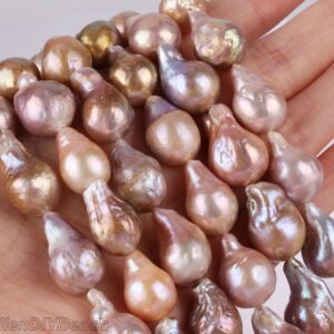 Natural Metallic Luster Drop Edison Pearl Beads,high Luster Freshwater Flameball Pearls,freedom Pearls For Necklace-25pcs-16 Inches-yhz006-3