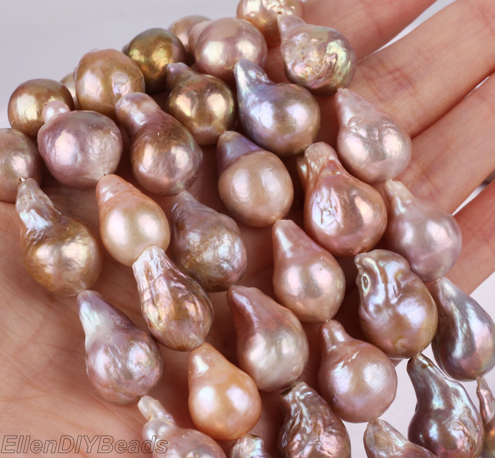 Natural Metallic Luster Drop Edison Pearl Beads,high Luster Freshwater Flameball Pearls,freedom Pearls For Necklace-25pcs-16 Inches-yhz006-3