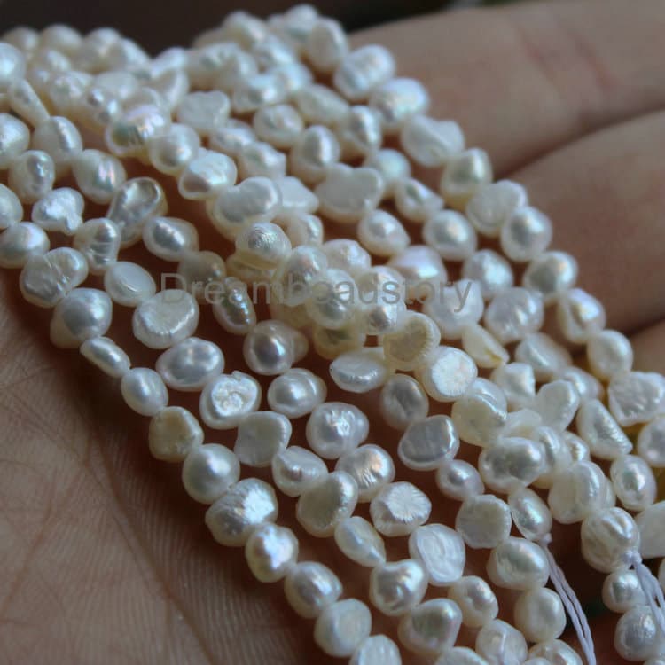 Natural White Pearls Beads, Full Strand 4-5mm Irregular Freshwater Pearl Loose Beads For Diy Necklace Bracelet Making Natural White Pearls Beads, Full Strand 4-5mm Irregular Freshwater Pearl Loose Beads For Diy Necklace Bracelet Making