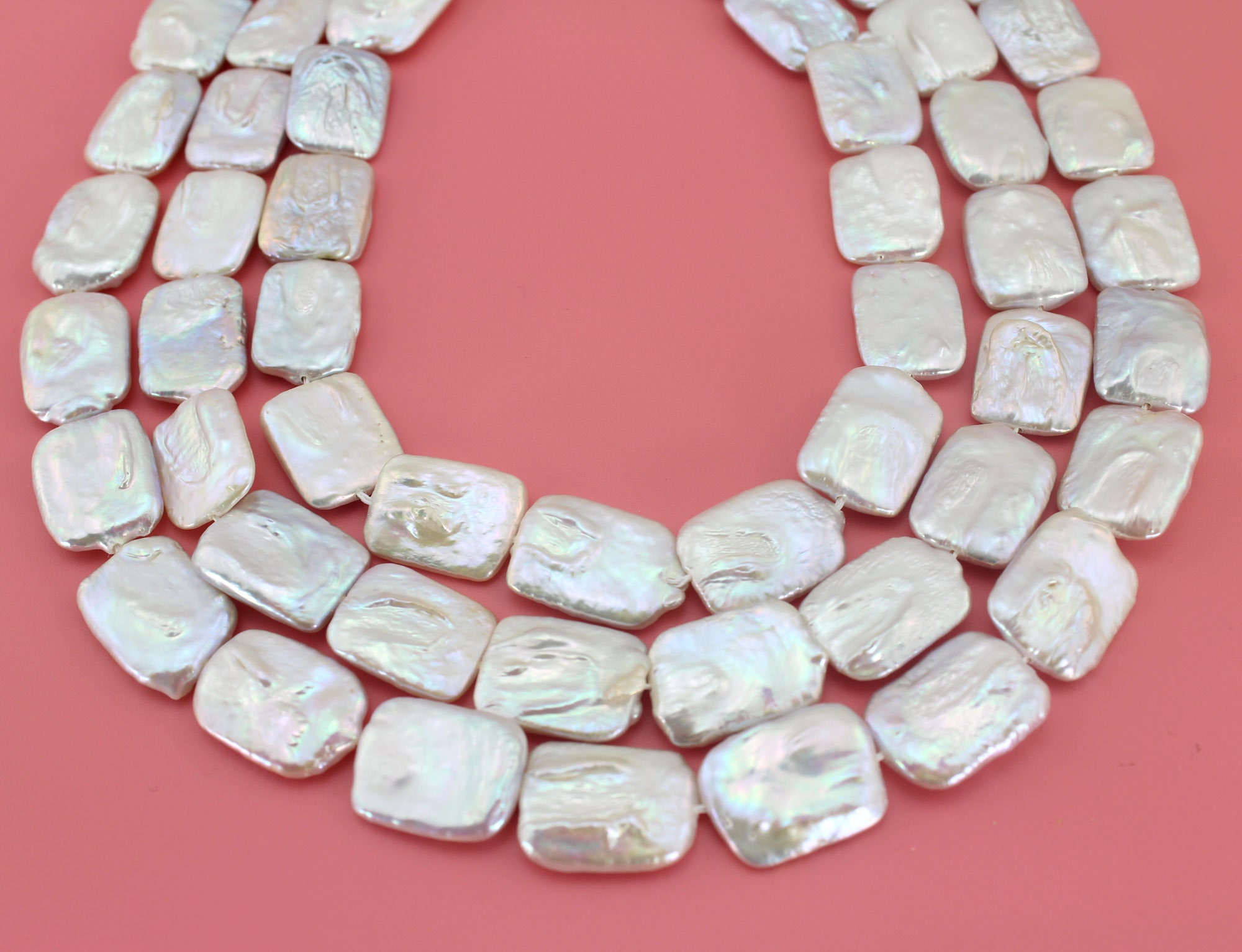 14-15mm Good Luster Natural White Rectangle Freshwater Pearl Beads,rectangle Coin Pearls,loose Pearl Beads,full Strand-15.5inches-np98