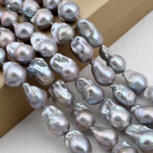 15-16x18-21mm Good Luster Gray Baroque Pearls, Irregular Baroque Pearl Strand, Large Flameball Pearl, Loose Pearl Beads-15.5inches--yhz005-2
