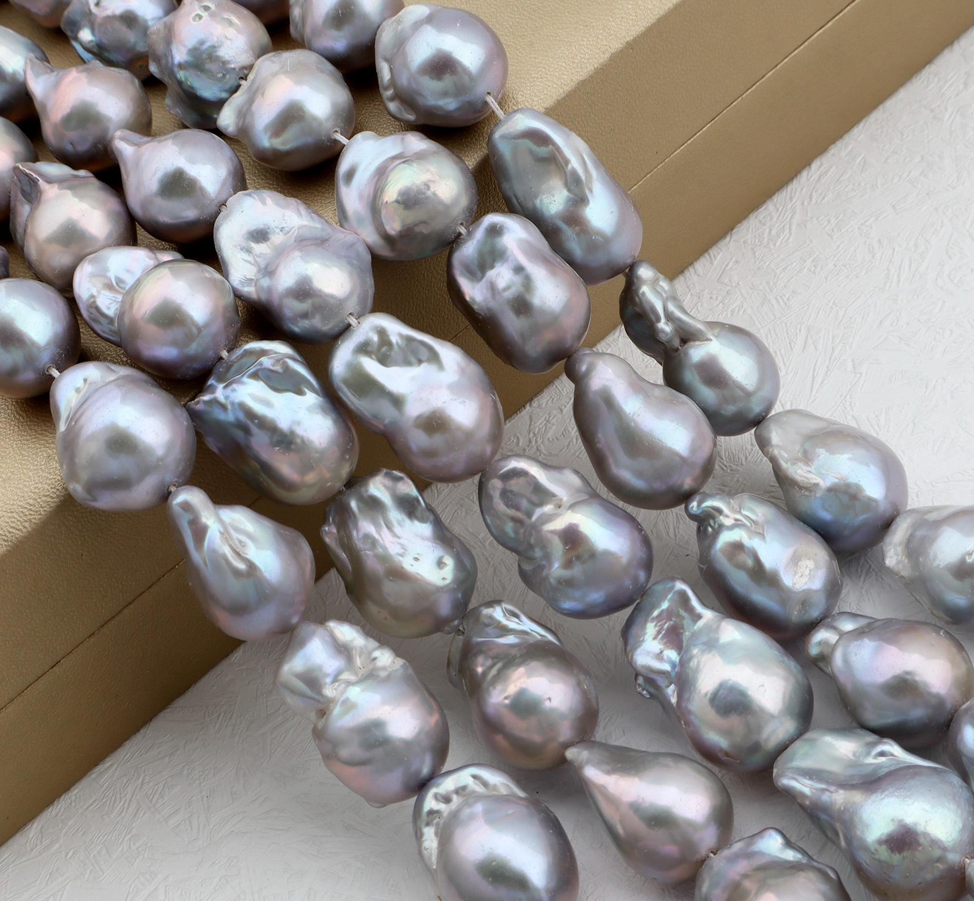 15-16x18-21mm Good Luster Gray Baroque Pearls, Irregular Baroque Pearl Strand, Large Flameball Pearl, Loose Pearl Beads-15.5inches--yhz005-2