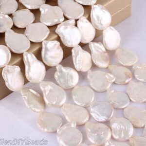 20-22x25-30mm White Coin Pearl Beads, Natural Freshwater Pearl Beads, Loose Pearl Beads, Wedding Jewelry, Full Strand-14pcs-15inches-NK001-7 20-22x25-30mm White Coin Pearl Beads, Natural Freshwater Pearl Beads, Loose Pearl Beads, Wedding Jewelry, Full Strand-14pcs-15inches-NK001-7