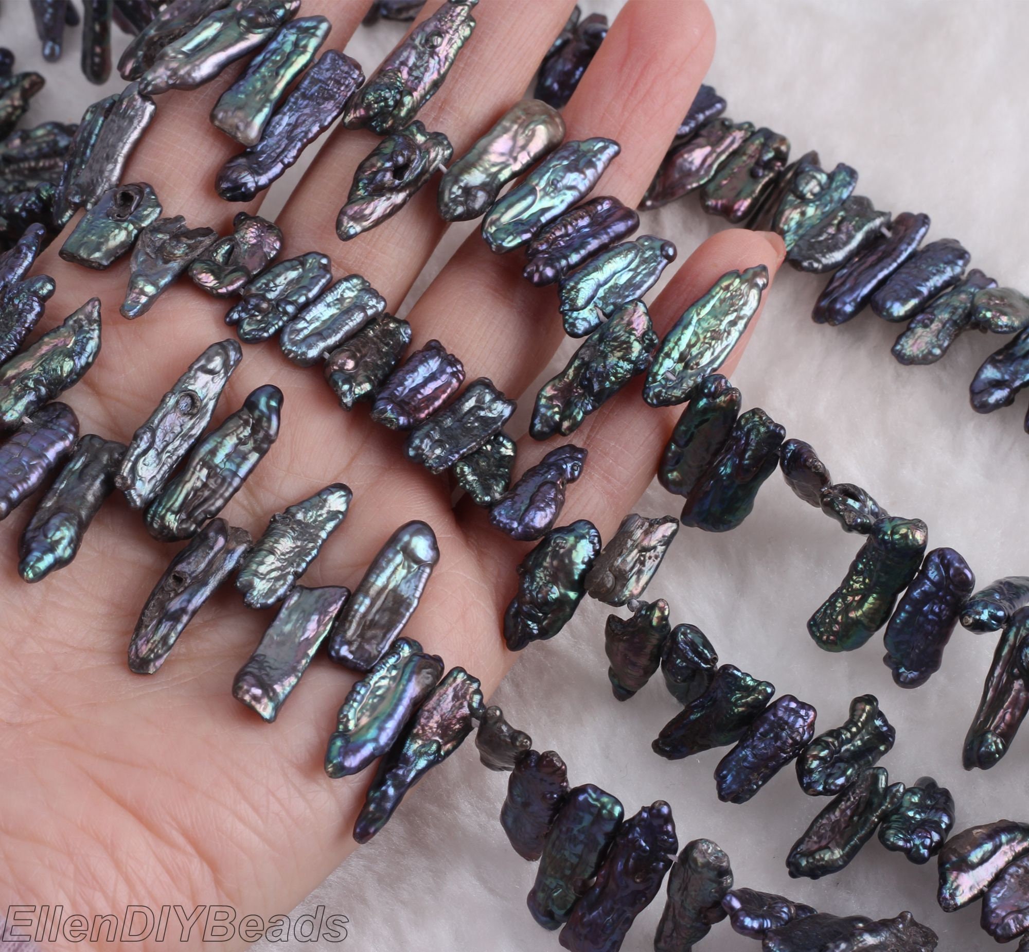 6-7x15-17mm Peacock Black Stick Biwa Pearls,nature Freshwater Stick Pearl Beads,irregular Shape Long Pearls,loose Biwa Stick Pearls--chl0073
