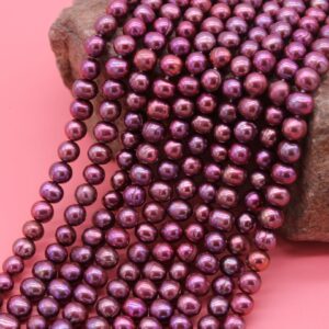7-8mm High Luster Purple Freshwater Potato Pearl Beads, Loose Baroque Pearls,Wedding Jewelry, Full Strand -15-15.5 inches--FP128 7-8mm High Luster Purple Freshwater Potato Pearl Beads, Loose Baroque Pearls,Wedding Jewelry, Full Strand -15-15.5 inches--FP128