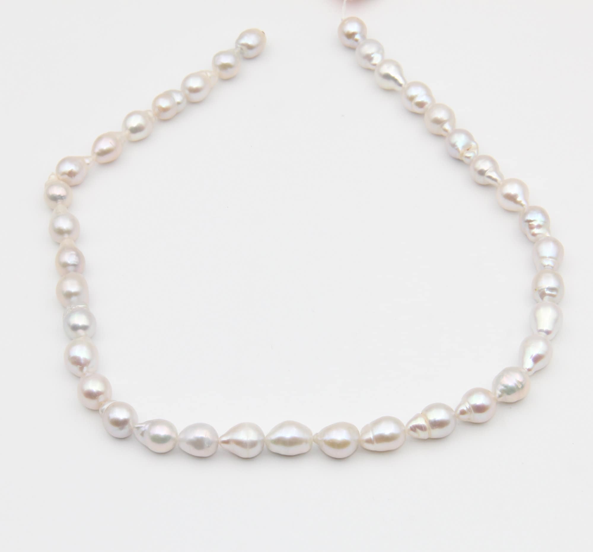 7~8x9~10mm Freshwater Pearl Beads, Natural White Pearl Beads.seed Loose Pearl Full Strand Beads, Drop Water Shape Pearl Beads, Wholesale Pearl.