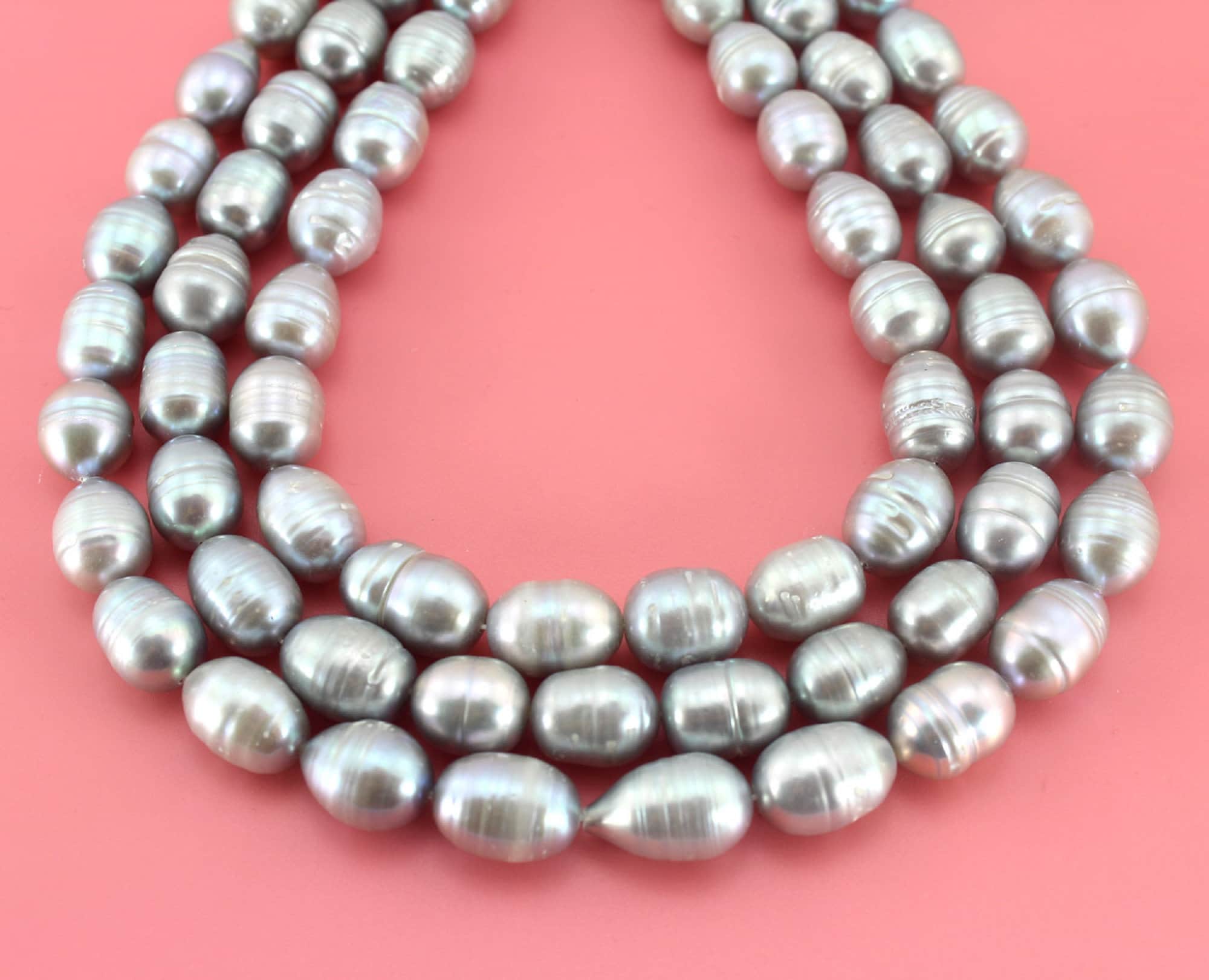 9-10mm Gray Freshwater Pearls: Natural Irregular Loose Beads