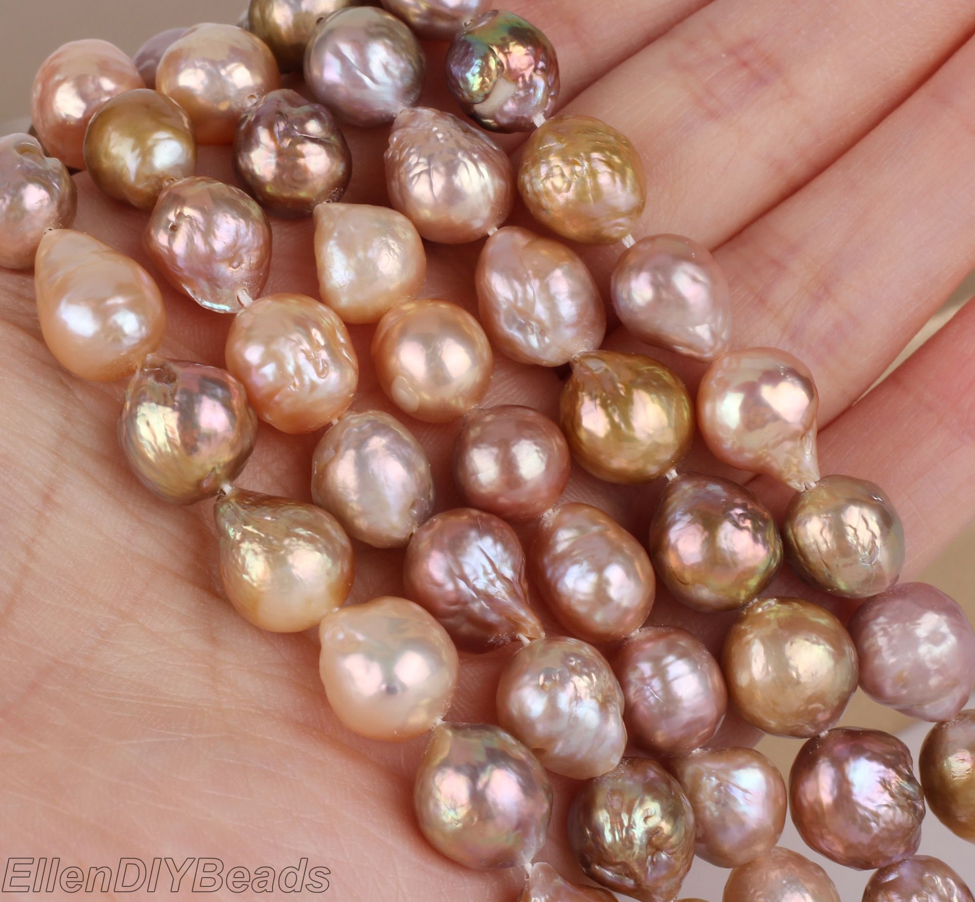 9-11mm Natural Edison Pearl Beads, Good Luster Mixed Color Freshwater Cultured Baroque Pearls, Loose Pearl Supplies--15.5 Inches--ads008