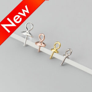 Glue in Bail Clasp with Peg - Perfect for Pearls and Half Drilled Beads - White Gold/ Rose Gold/ Gold Plated 925 Sterling Silver Bail Clasp Glue in Bail Clasp with Peg - Perfect for Pearls and Half Drilled Beads - White Gold/ Rose Gold/ Gold Plated 925 Sterling Silver Bail Clasp