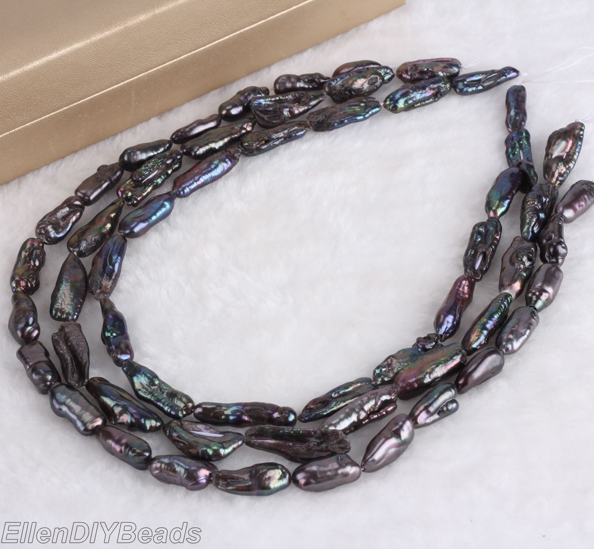 Good Quality Peacock Black Stick Biwa Pearls,freshwater Pearl Beads, Spike Freshwater Pearl Beads, Loose Biwa Keishi Stick Pearls-chl0068