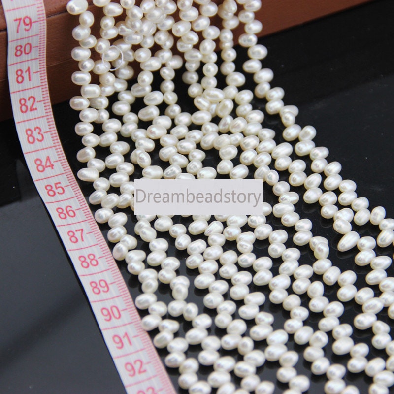 Good Quality Top Drilled Rice Pearl Beads 4-5mm Freedom Oval Loose White Pearl Beads Material Bulk Wholesale