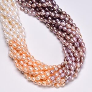 Gradient Natural Fresh Water Pearl Rice Shape Beads Size 6x7mm 14.5" Strand Gradient Natural Fresh Water Pearl Rice Shape Beads Size 6x7mm 14.5" Strand