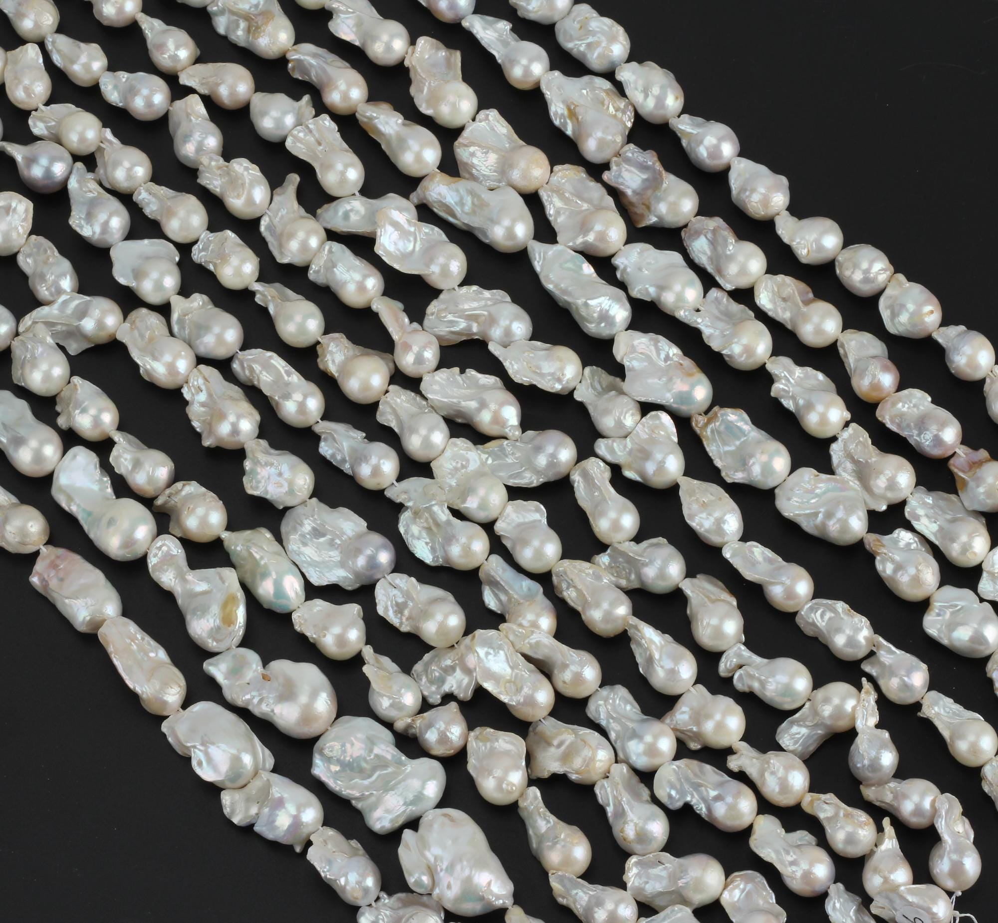 Large Irregular Baroque Pearl Beads,genuine Natural White Freshwater Pearls,flameball Pearls-15.5 Inches-18pcs-yhz002-7