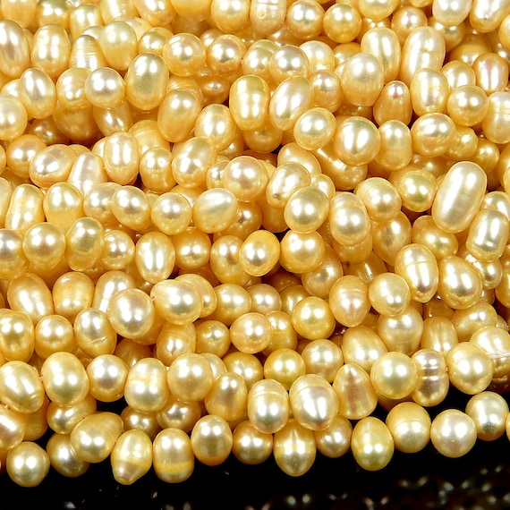Natural Freshwater Yellow Pearl Gemstone Potato 5-8mm Loose Beads Bulk Lot 1,2,6,12 And 50 (s30)