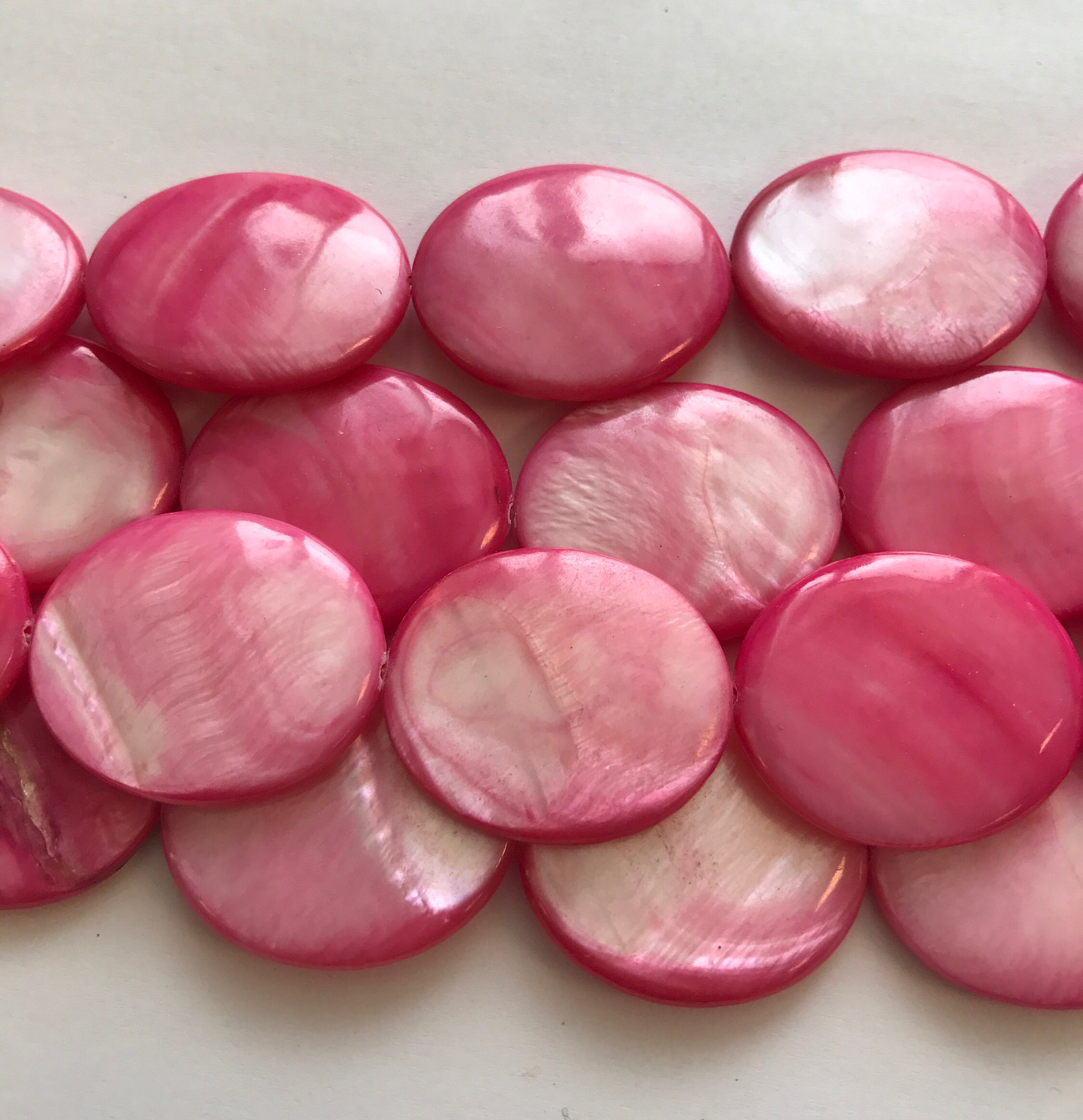 Shell 30x25x6mm Flat Oval Monther Of Pearl Beads--15.5"
