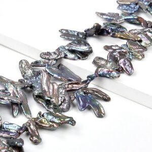 Silver Gray Biwa Pearl Gemstone 20-25mm Center Drilled Stick Beads 7 Inch Half Strand Bulk Lot 1,2,6,12 And 50 (80018897-s31)