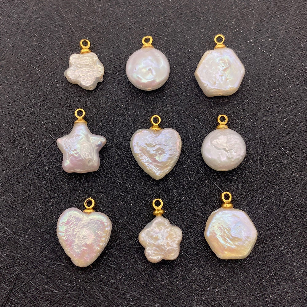 12×16mm Natural Freshwater Pearl Pendant,irregular Shape Pendants,single Hole Connector Pendant,diy Jewelry Accessories,2 Pendants