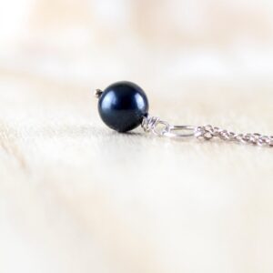 Black Freshwater Pearl Pendant In Sterling Silver, 14kt Gold Or Rose Gold Filled, Dainty Round Necklace Charm, Aaa High Quality Pearl