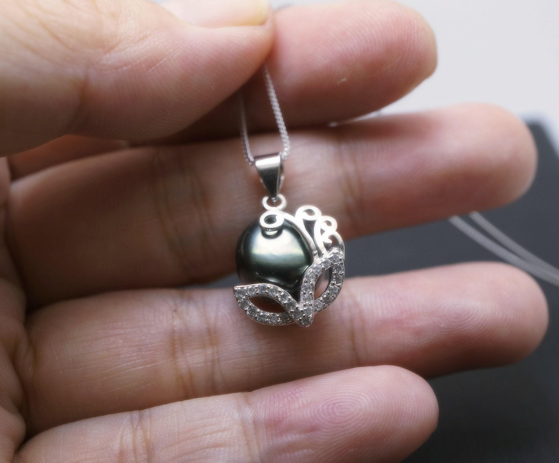 Black Pearl Necklace - 925 Sterling Silver Mask Party Jewelry - Freshwater Pearl Pendant 2626 Black Pearl Necklace - 925 Sterling Silver Mask Party Jewelry - Freshwater Pearl Pendant 2626