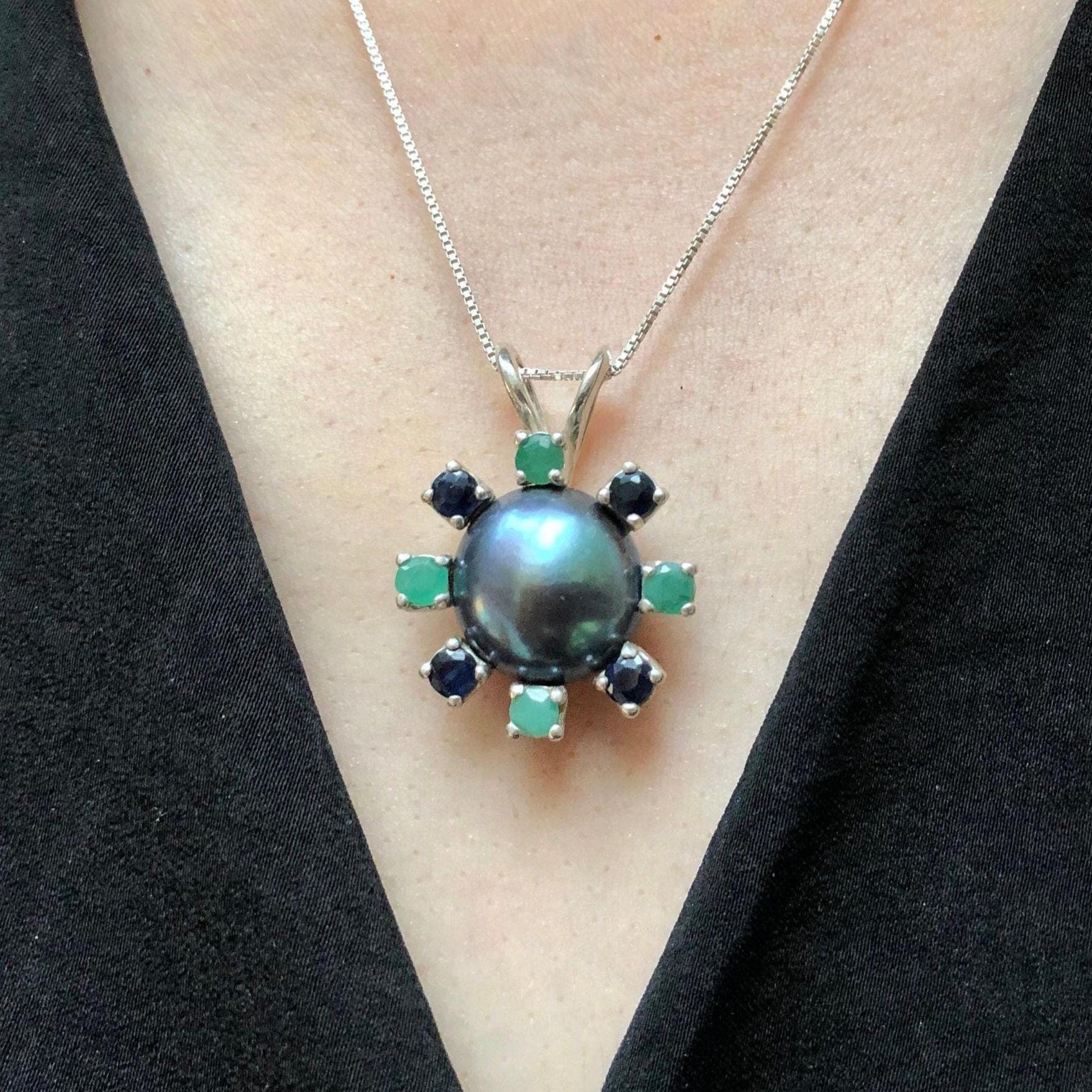 Flower Pearl Pendant, Natural Black Pearl, Black Pearl Necklace, June Birthstone Necklace, Black Flower Necklace, Pearl Gift, Rare By Adina