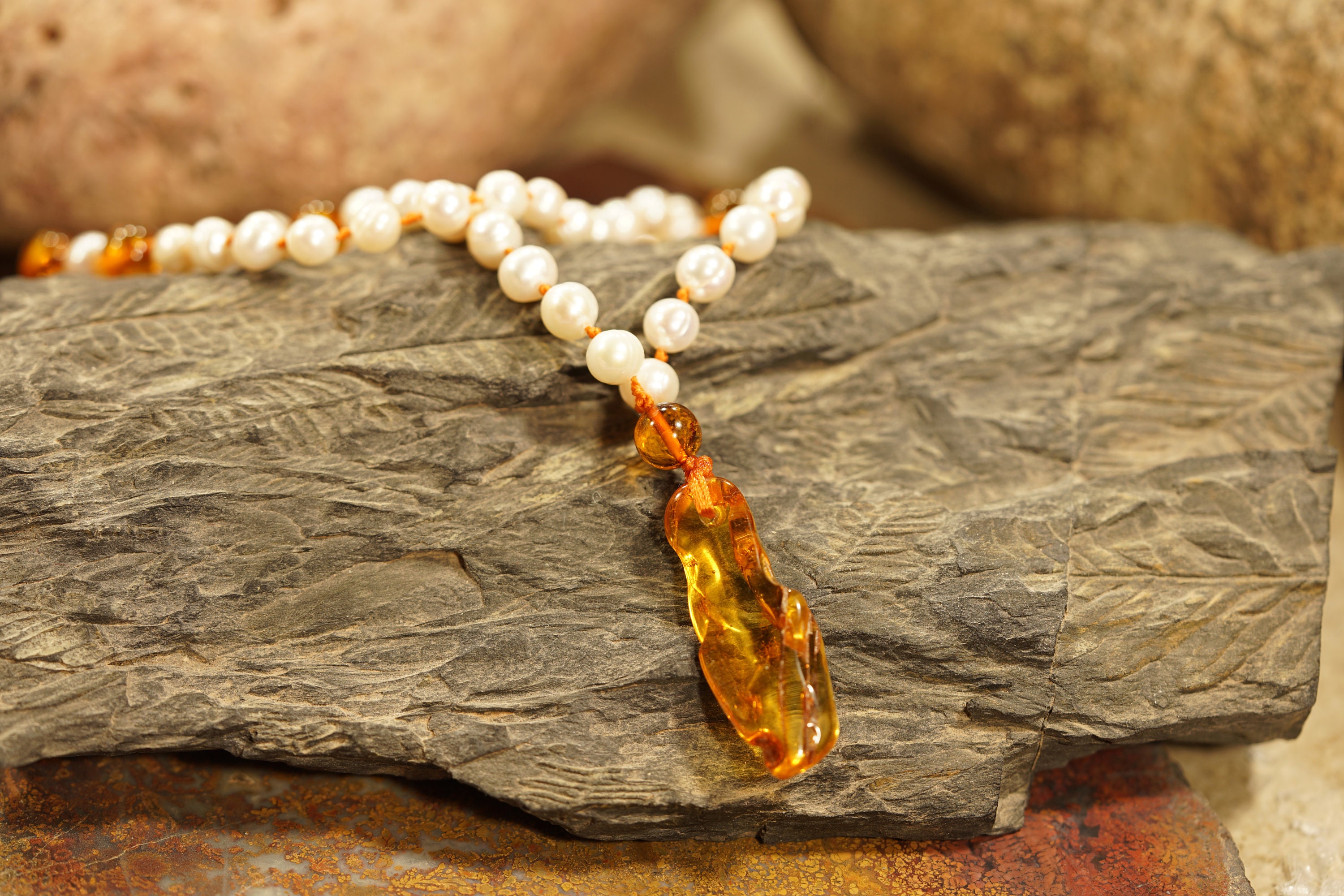 Pearl Mala Necklace Ambur Pendant • Freshwater Pearl Necklace • 6mm-7mm • Natural Pearl Necklace • White Necklace • Ba3a 4000