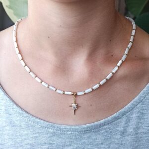 Mother-of-pearl Necklace With North Star Pendant, Christmas Jewelry