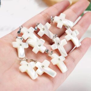 Natural Mop Shell Pearls Cross Shape Beads,cross Shape Shell Pearls Pendants Wholesale Supply,10 Pendants