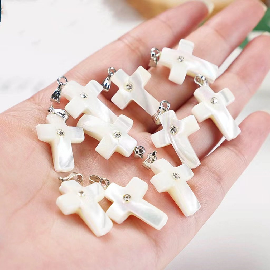 Natural Mop Shell Pearls Cross Shape Beads,cross Shape Shell Pearls Pendants Wholesale Supply,10 Pendants