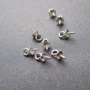 Silver bail with fluted 2.80mm bead cup • 0.55m peg • Sterling silver 925 • Setting For Half Drilled Gemstones Pearls • Pendant dangle post