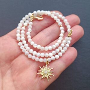Star-sun Pendant Necklace Bead Mother-of-pearl, Celestial Jewelry