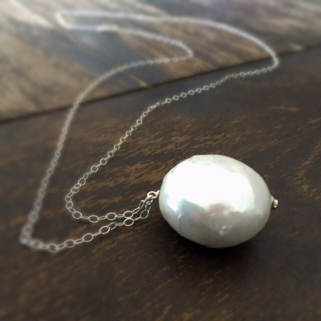 Sterling Silver Pearl Pendant Necklace – 30 Inch Chain