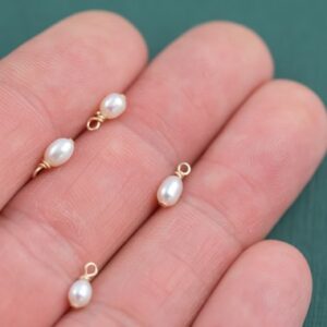 USA Gold Filled Natural Pearl Charms Drop Pendant Handmade Approx. 4x9mm.Made with Natural Freshwater Pearl and Gold Filled Wire Made in USA