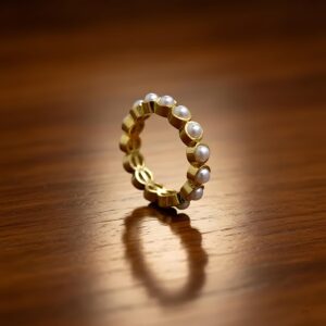 Beautiful Tiny Pearl Eternity Band Gemstone Ring Channel Setting Ring Rings For Women Pearl Band Stackable Ring Gift For Her