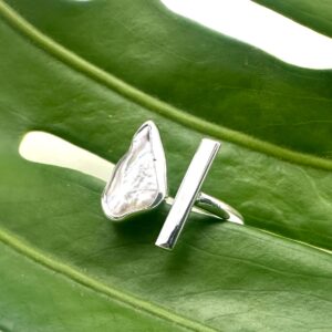 Biwa Pearl Sterling Silver Ring - Modern Minimalist, Size 6