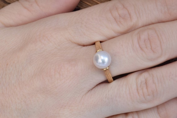 Elegant 14k Solid Gold Solitaire Pearl Ring, Natural Freshwater White Pearl Ring, June Birthstone Gift, Anniversary Ring, Gift For Wife