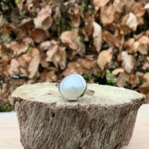 Large Freshwater Pearl Sterling Silver Ring - June Birthstone