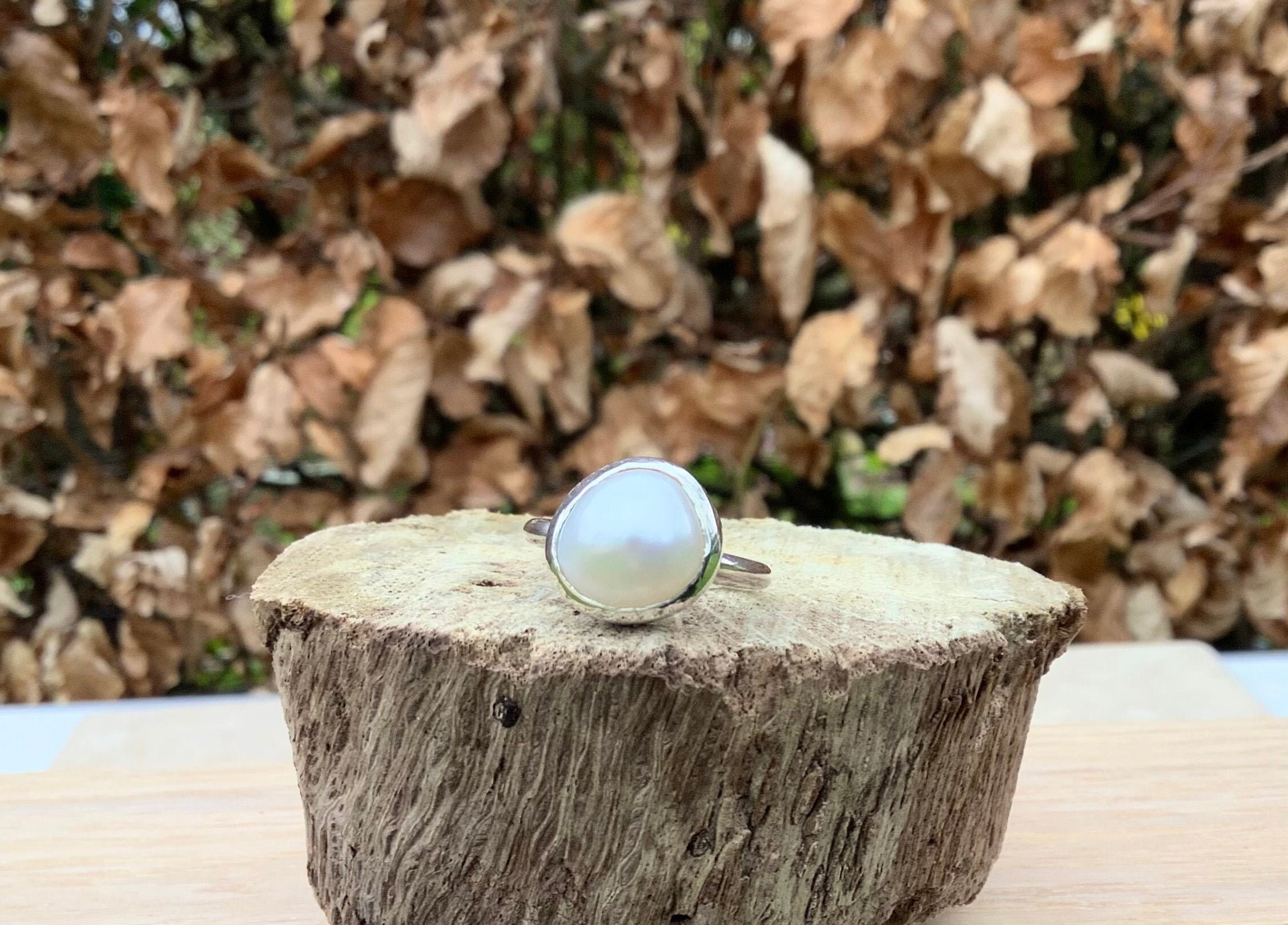 Large Freshwater Pearl Sterling Silver Ring - June Birthstone