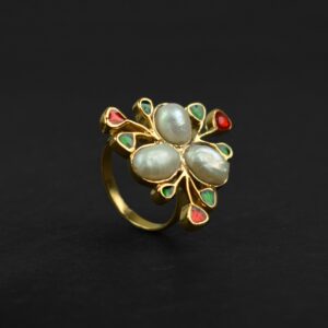 Natural Freshwater Pearl Wedding Ring Womens Ring Flower Ring Gemstone Ring Cocktail Ring Anniversary Gifts Tree Leaf Ring