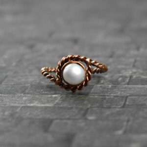 Natural White Pearl Gemstone Bypass Ring Snake Ring Rings For Women Stackable Ring Gifts For Her Designer Ring Metal Rope Ring