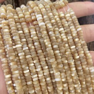 2×4mm Natural Yellow Shells Pearls Rondelle Loose Spacer Beads,diy Jewelry Making Handmade Beads Accessory,15 Inches One Strand