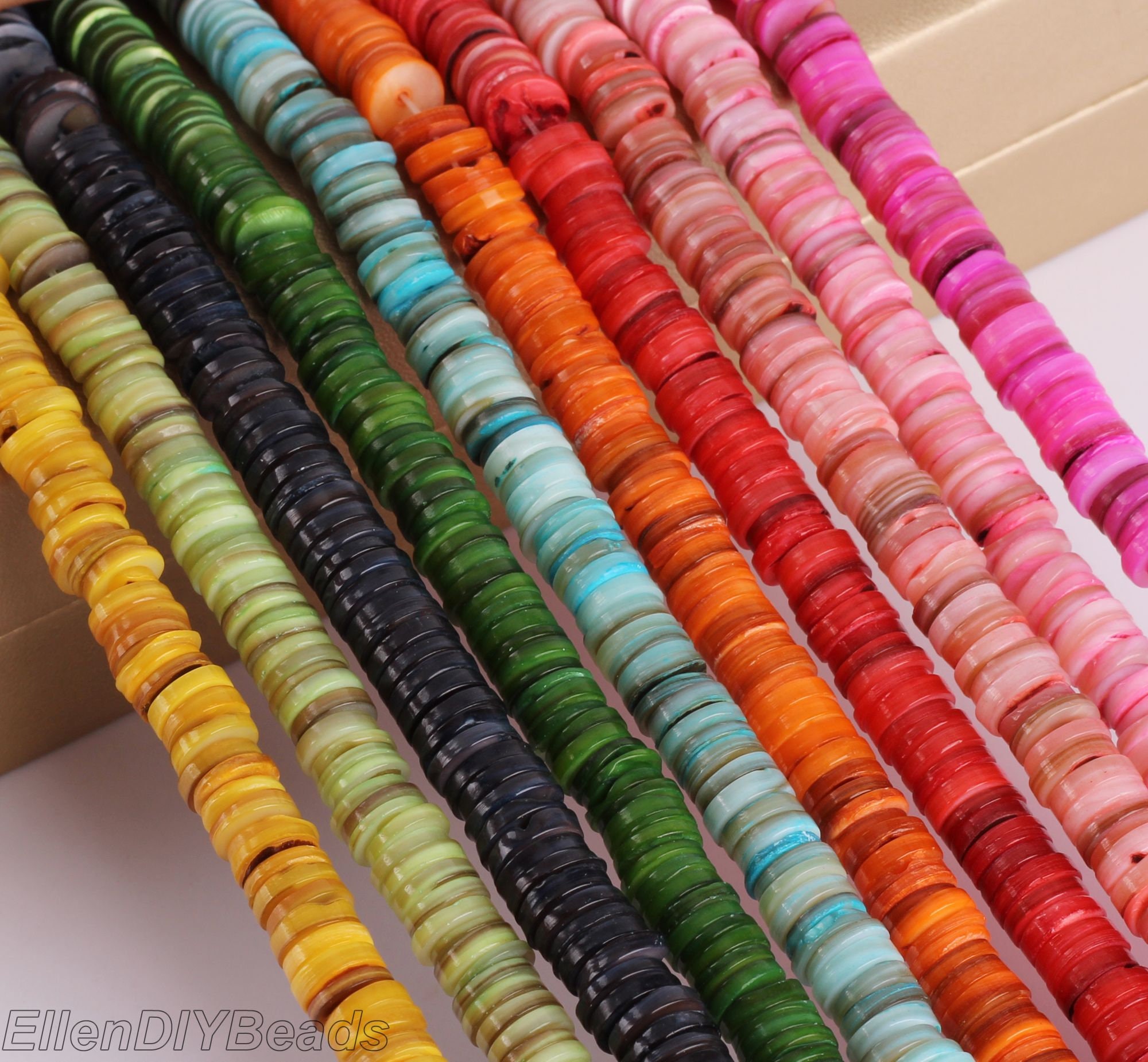 2x8 Mm Flat Round Shell Beads,choose Color,loose Shell Pearl Beads,rainbow Shell Rondelle Beads,spacer Beads-15.5 Inches-188pcs-bk003
