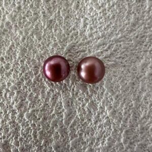 7-8mm Deep Purple Button Freshwater Pearl Beads, Loose Pearl Rondelle Beads, Half Drilled Pearls For For Diy Earring, Wholesale Beads--jb035